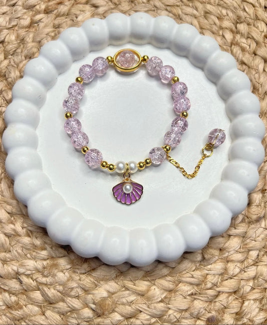 Korean Style Purple Shiny Pearl Shell Charm Bracelet