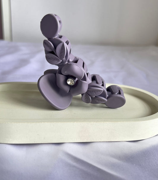 Floral Whisper Claw Clip - Dark Grey