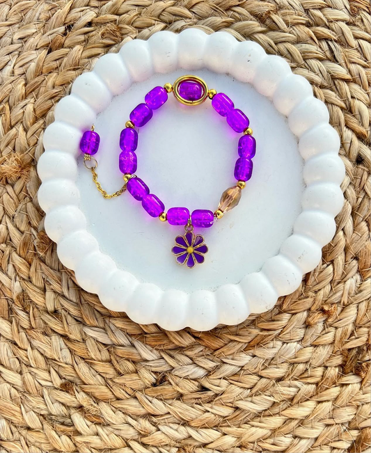 Korean Style Purple Shiny Daisy Flower Bracelet