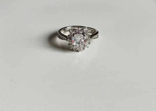 Timless Floral American Diamond Anti Tarnish Adjustable Ring