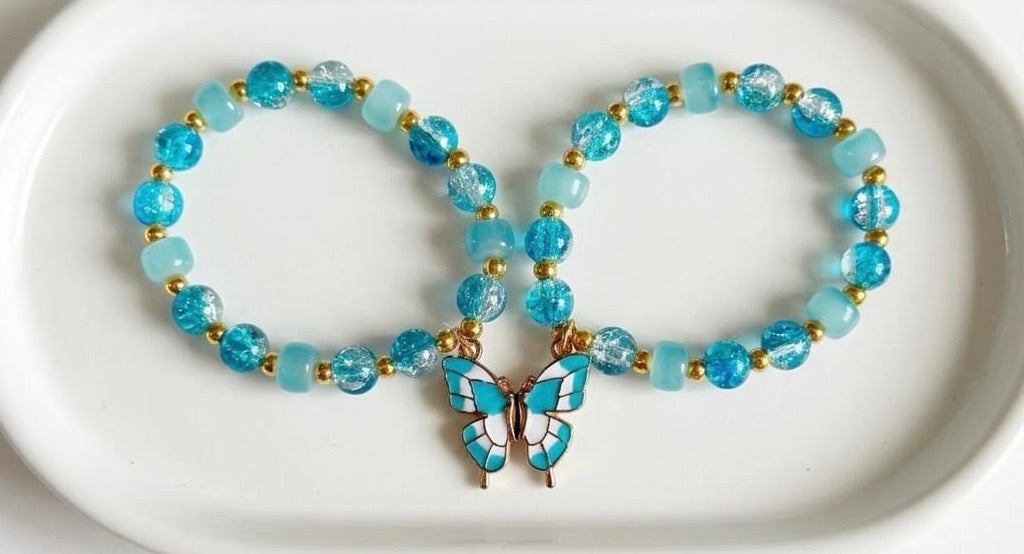 Fly Together Blue Magnetic Butterfly Matching Best Friend Bracelets ( Pack of 2)