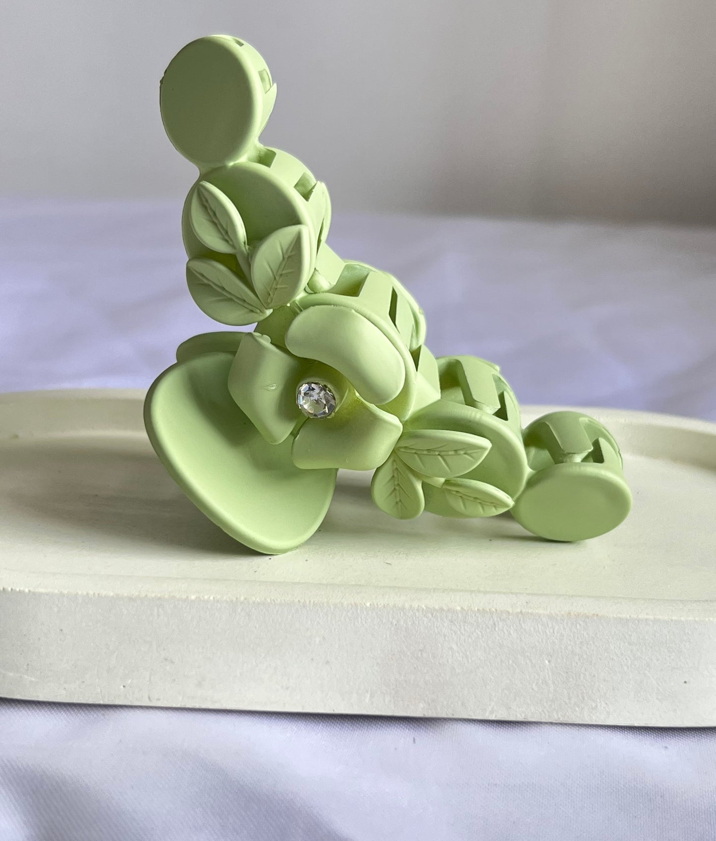 Floral Whisper Claw Clip - Light Green
