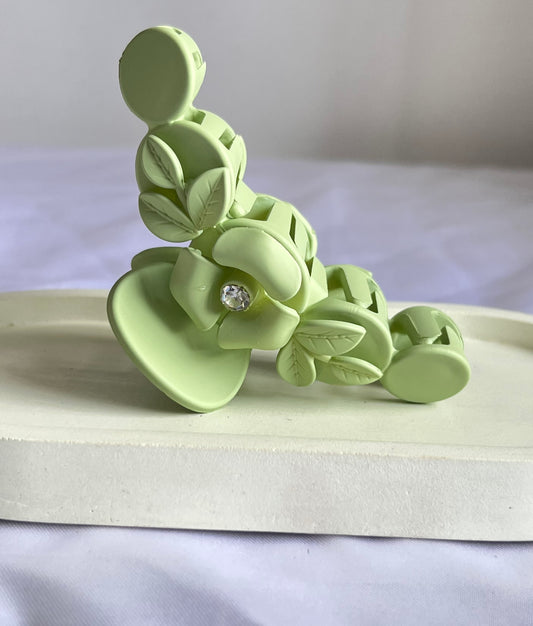 Floral Whisper Claw Clip - Light Green