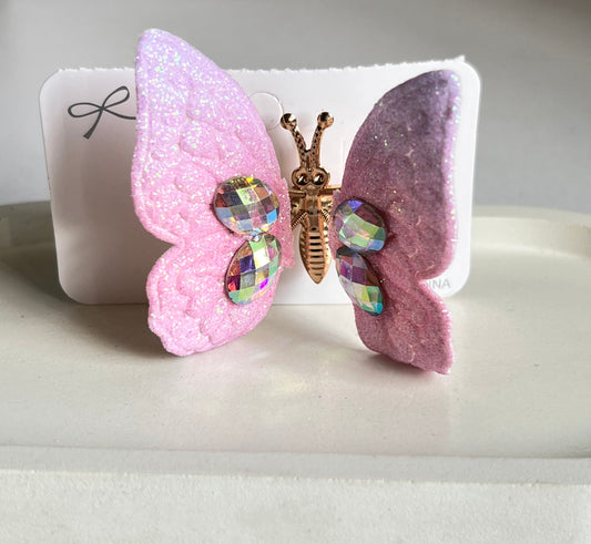 Blush Petal Butterfly Flutter Hair Clip
