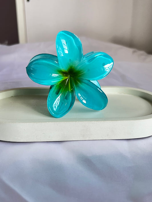 Flora Lock Claw Clip - Teal Blue