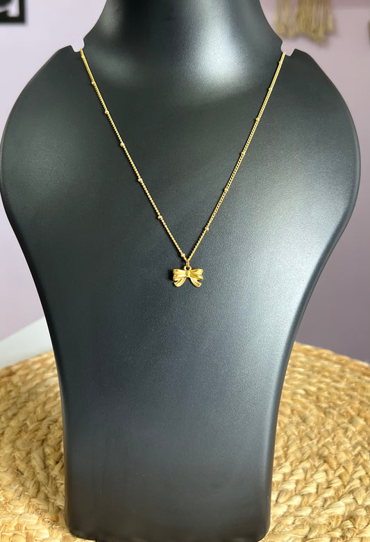 Dainty Bow Neck Chain - Anti Tarnish Finish