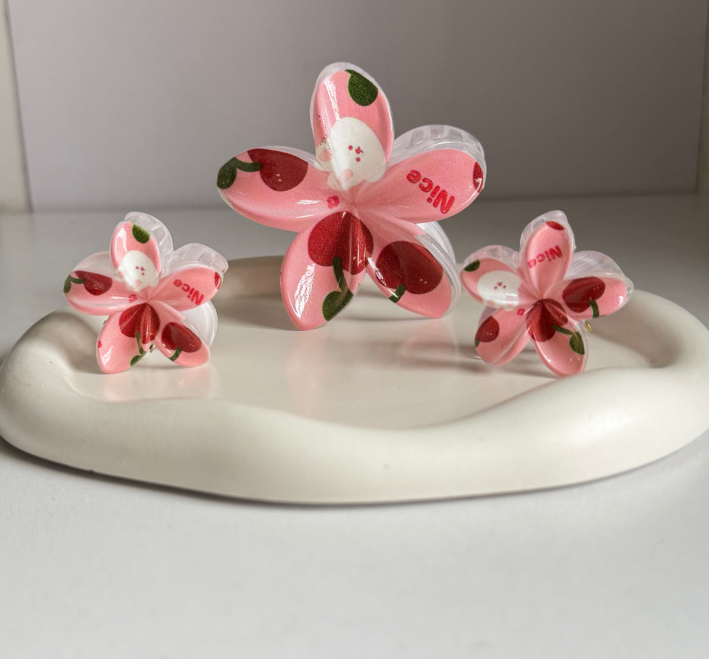 Pinteresty Flora Lock Combo Claw Clips - Cherry Pink