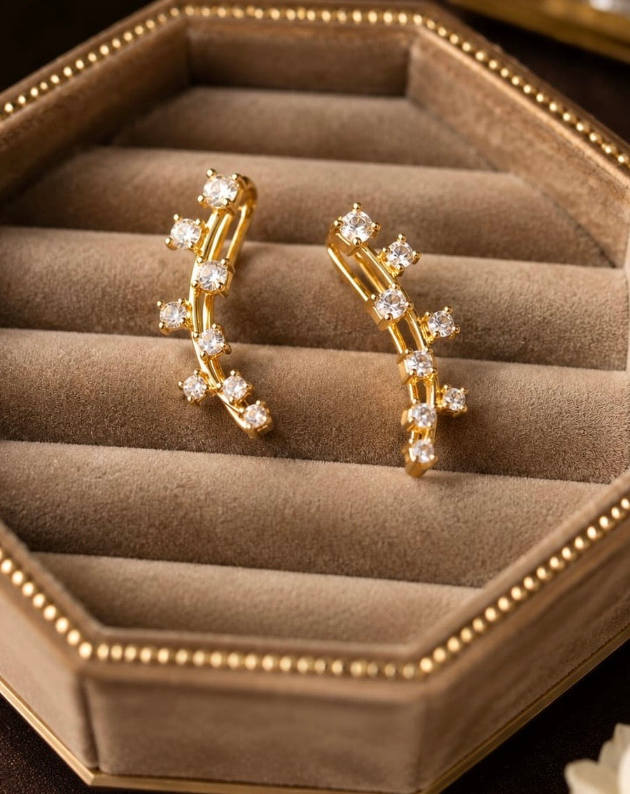 Luna Spark Anti-Tarnish Ear Climber Earrings (Pair)