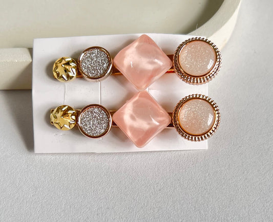 Korean Style Coral Haze Hair Clips ( 2 Pieces)