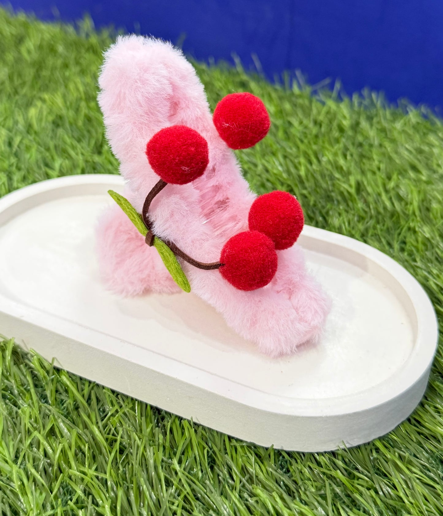 Velvet Vines Cherry Claw Clip - Pink