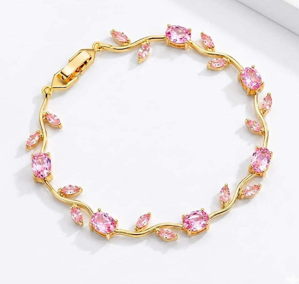 Tulip Elegance Anti-Tarnish Chain Bracelet -  Pink