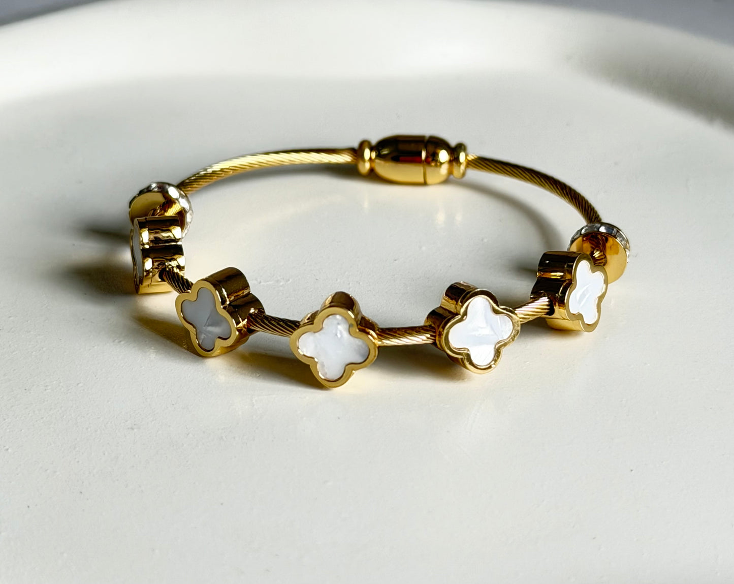 The Glided Clover Anti Tarnish Kada Bracelet - Baby Size