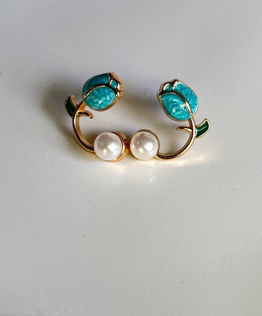 Korean Style Tulip Flower Earrings - Blue