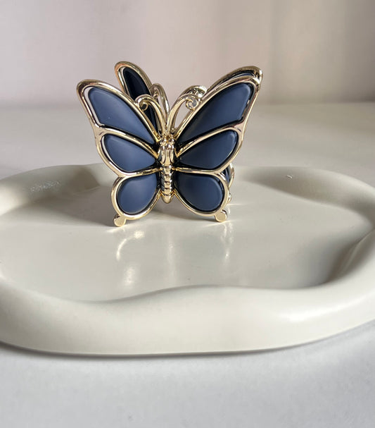Luxe Flutter Butterfly Claw Clip - Dark Blue