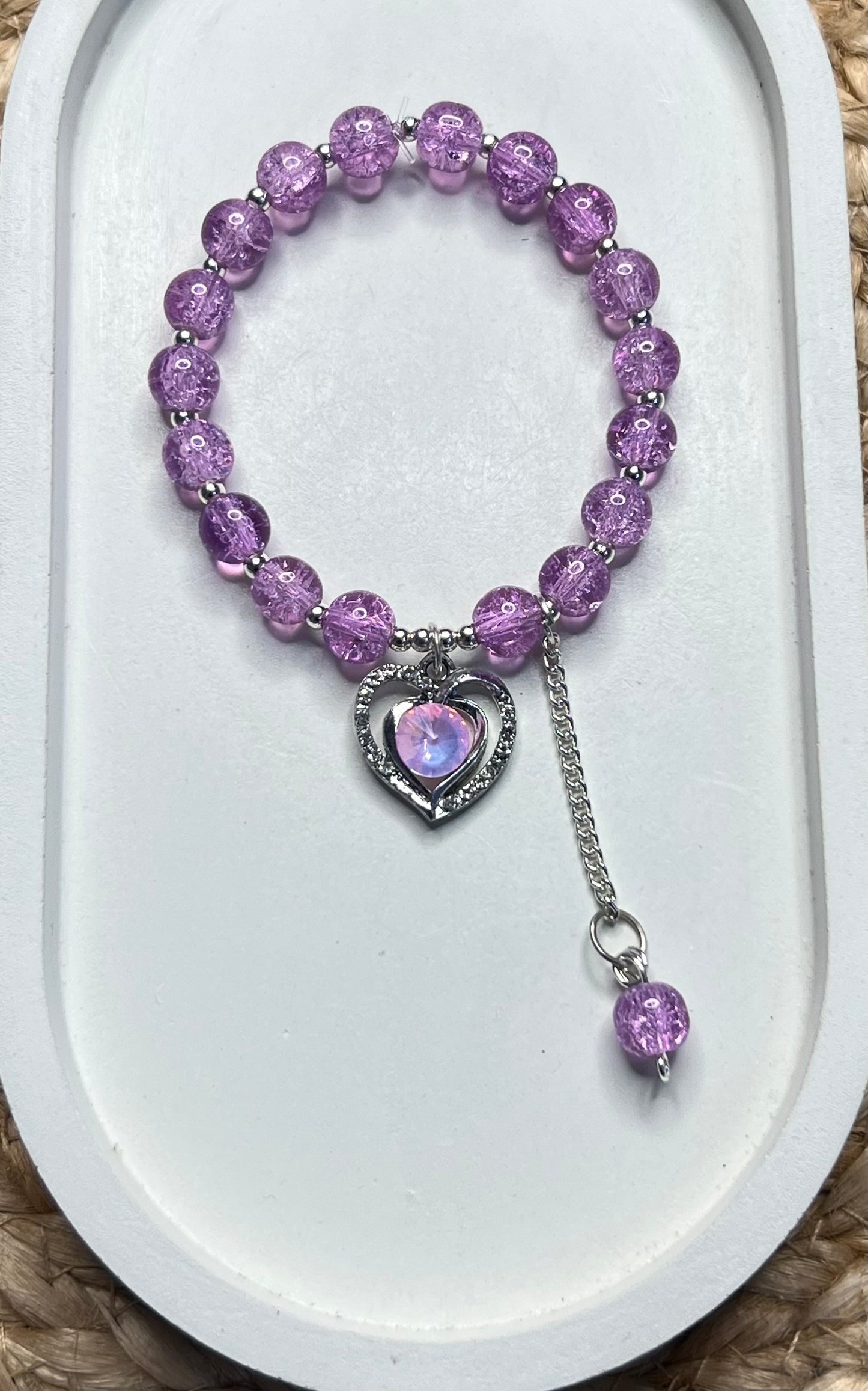 Korean Style Purple Heart Dreamy Beads Bracelet