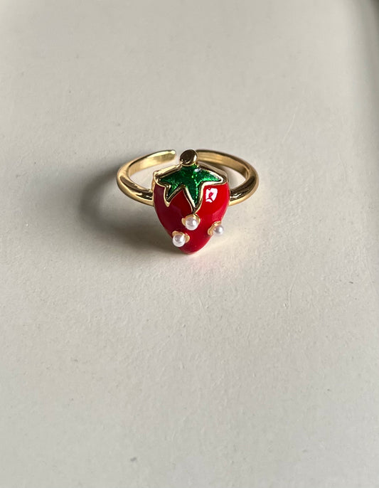 Strawberry Glaze Ring - Anti-Tarnish & Adjustable