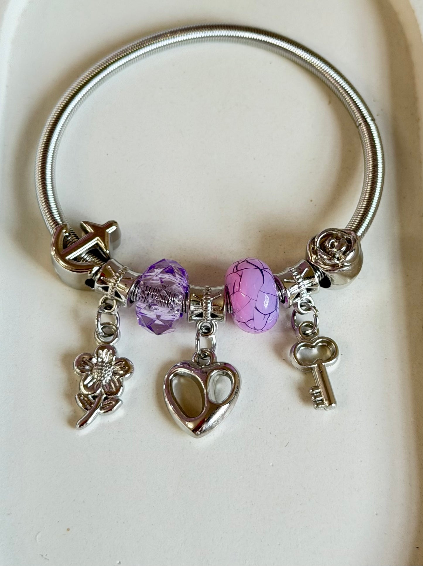 Orchid Oasis Pandora Style Charm Bracelet