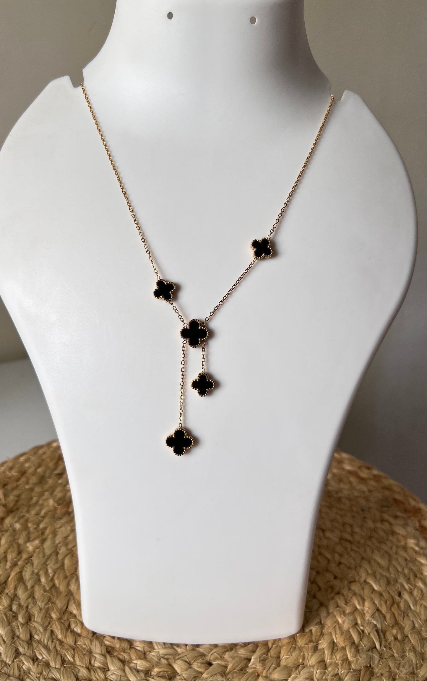 Mystic Black Clover Anti - Tarnish Neck Chain