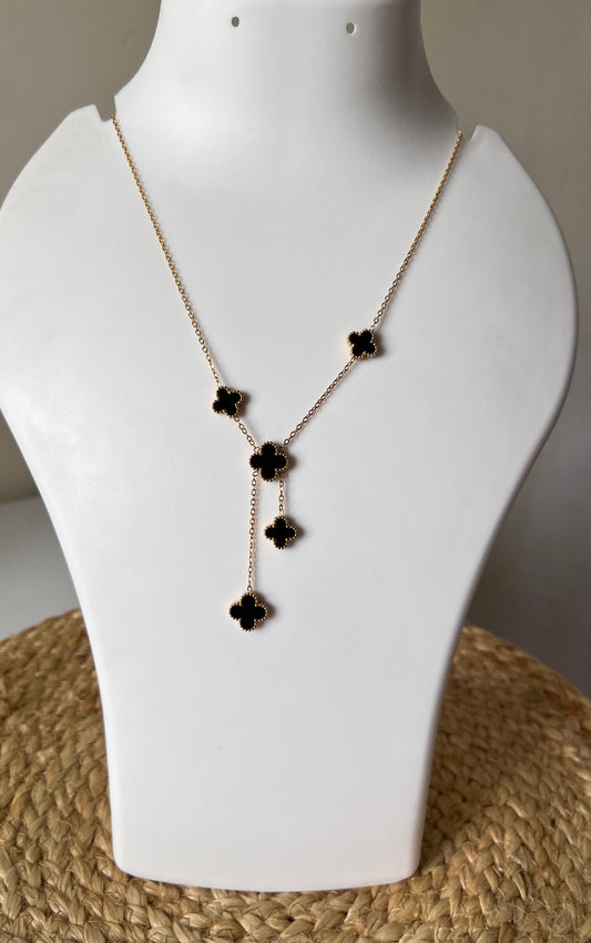 Mystic Black Clover Anti - Tarnish Neck Chain
