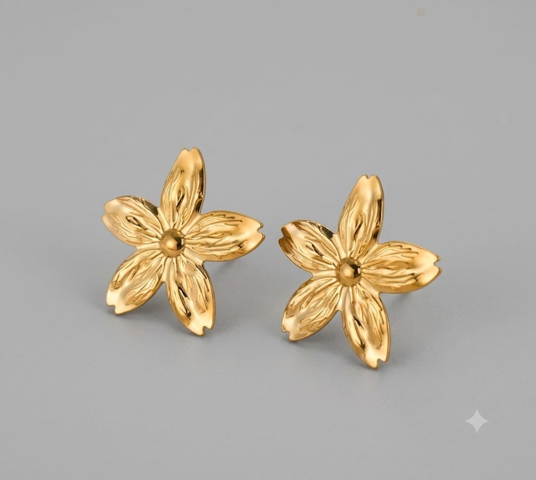 The Golden Sakura Blossom Anti Tarnish Earrings