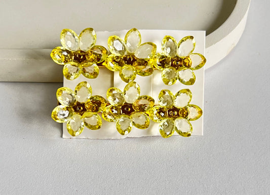 Korean Style Glossy Petal Clips ( 2 Pieces) - Yellow