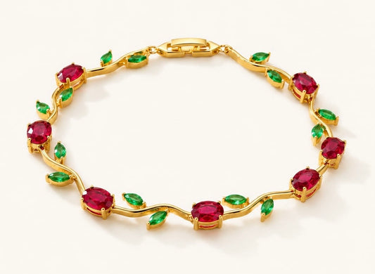 Tulip Elegance Anti-Tarnish Chain Bracelet - Red