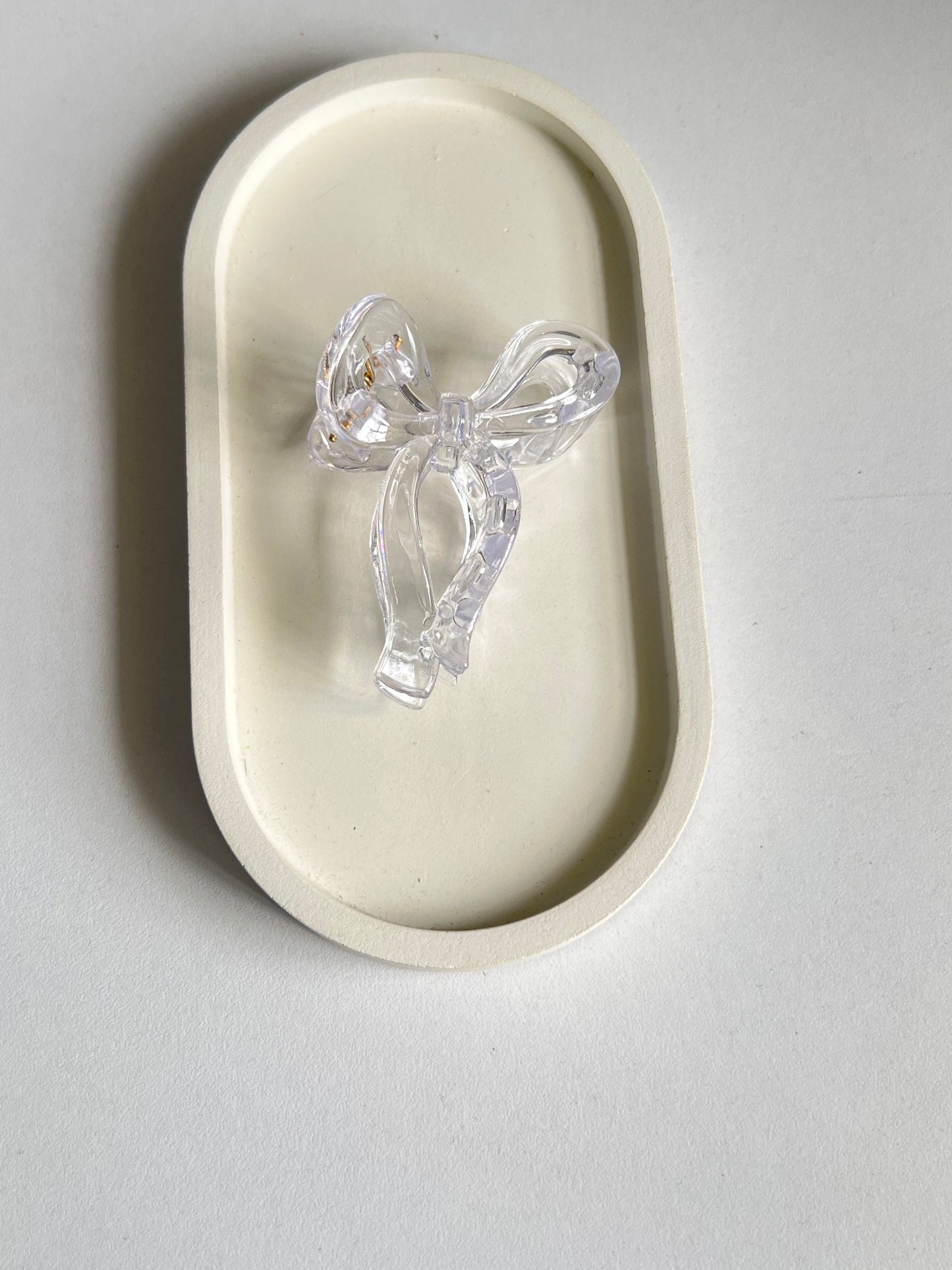 Glossy Bow Claw Clip - Clear White