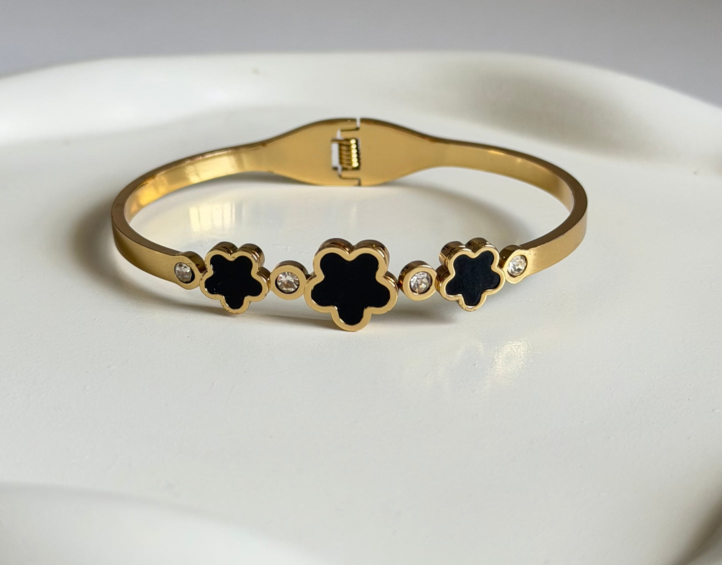 Elegant Triple Flower Anti Tarnish Kada Bracelet - Regular Size