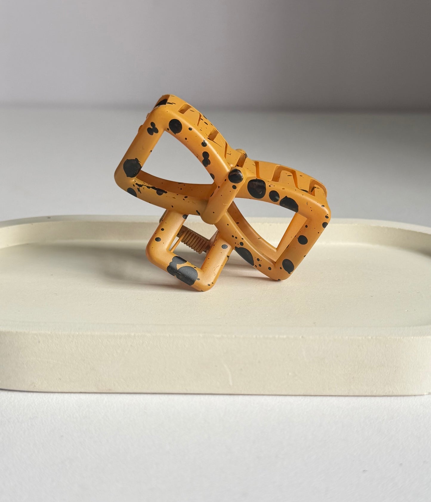 Sweet Polka Bow Claw Clip - Yellow