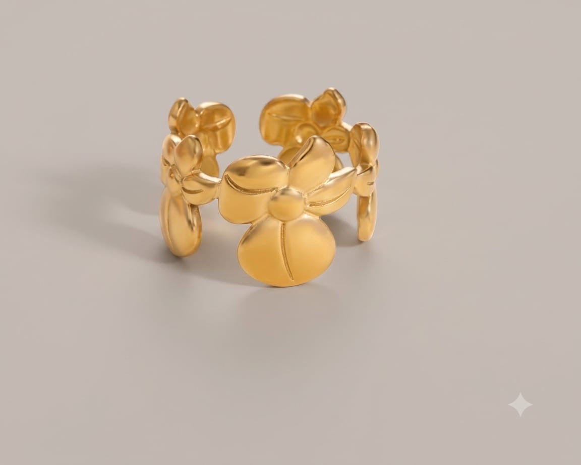 Botanical Blossom Anti Tarnish Adjustable Ring