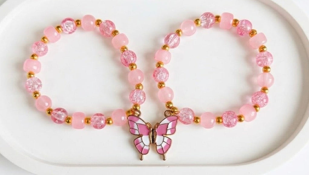 Fly Together Pink Magnetic Butterfly Matching Best Friend Bracelets ( Pack of 2)