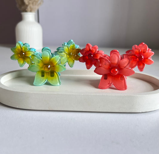Spring Bloom Mini Combo Hair Clip - Blue & Red