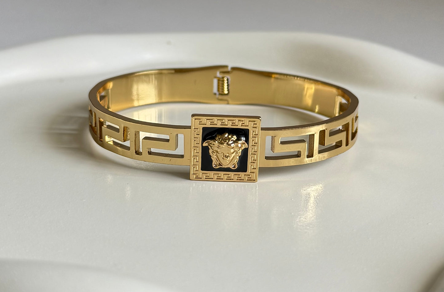 Iconic Medusa Square Anti Tarnish Kada Bracelet - Regular Size