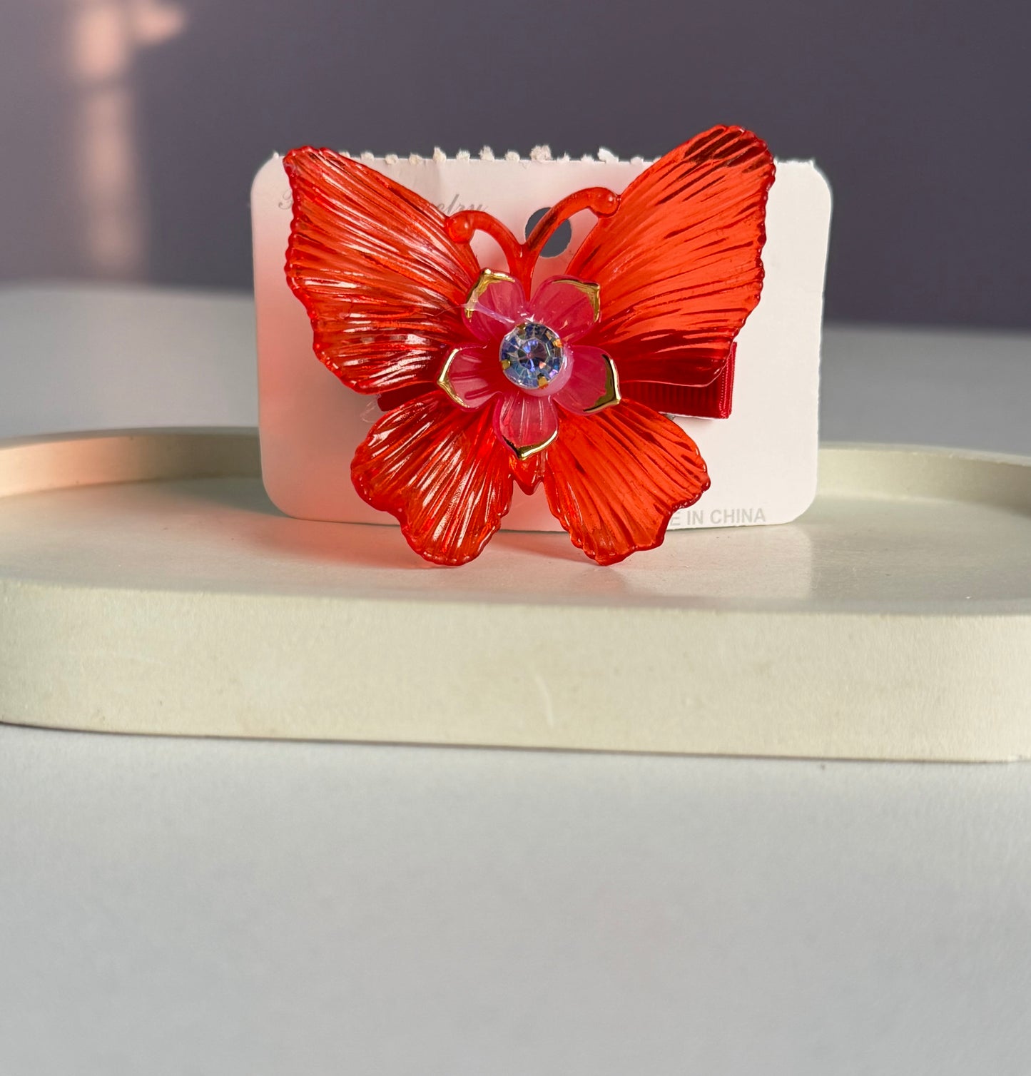 Korean Style Dreamy Butterfly Hair Clips - Red