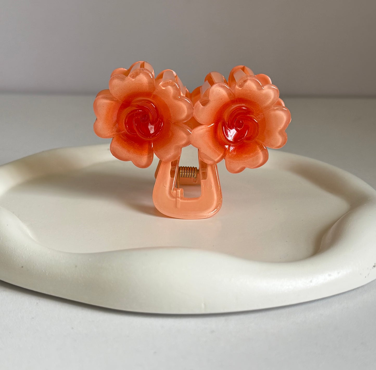 Trendy Double Flower Claw Clip - Orange