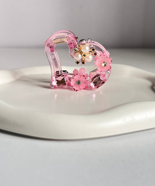Eternal Bloom Heart Claw Clip - Pink