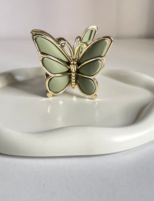 Luxe Flutter Butterfly Claw Clip - Olive Green