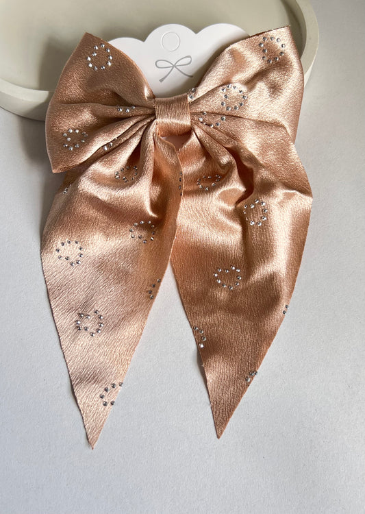 Celestial Satin Bow Hair Clip - Beige