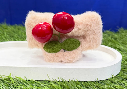 Soft Girl Aesthetic Cherry Claw Clip - Beige