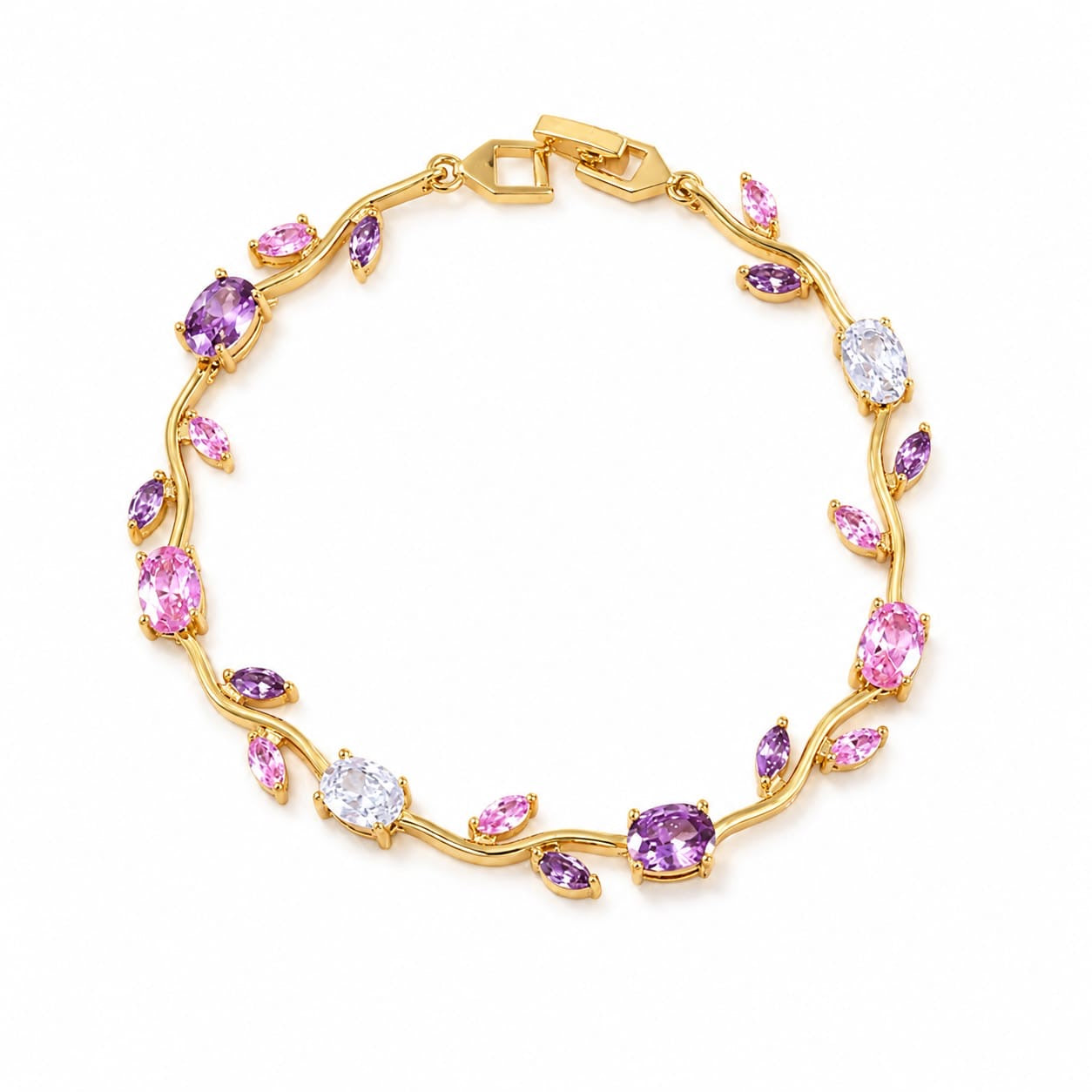 Tulip Elegance Anti-Tarnish Chain Bracelet - Pastel Multicolour