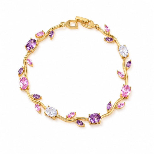 Tulip Elegance Anti-Tarnish Chain Bracelet - Pastel Multicolour