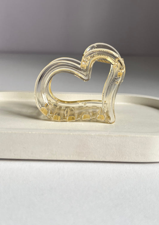 Glossy Heart Claw Clip - Light Yellow