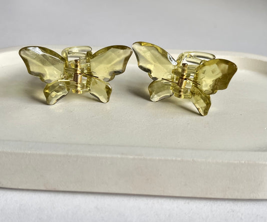 Twin Wings Mini Butterfly Hair Clips (2 Pieces) - Olive Green