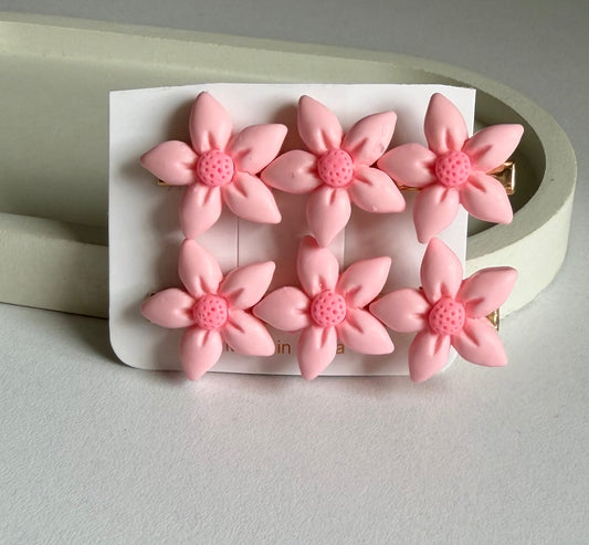 Korean Style Pink Flower Hair Clips ( 2 Pieces)