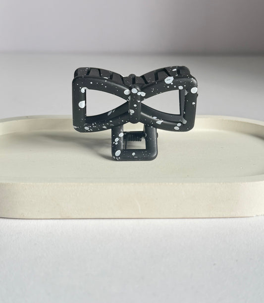 Sweet Polka Bow Claw Clip - Black