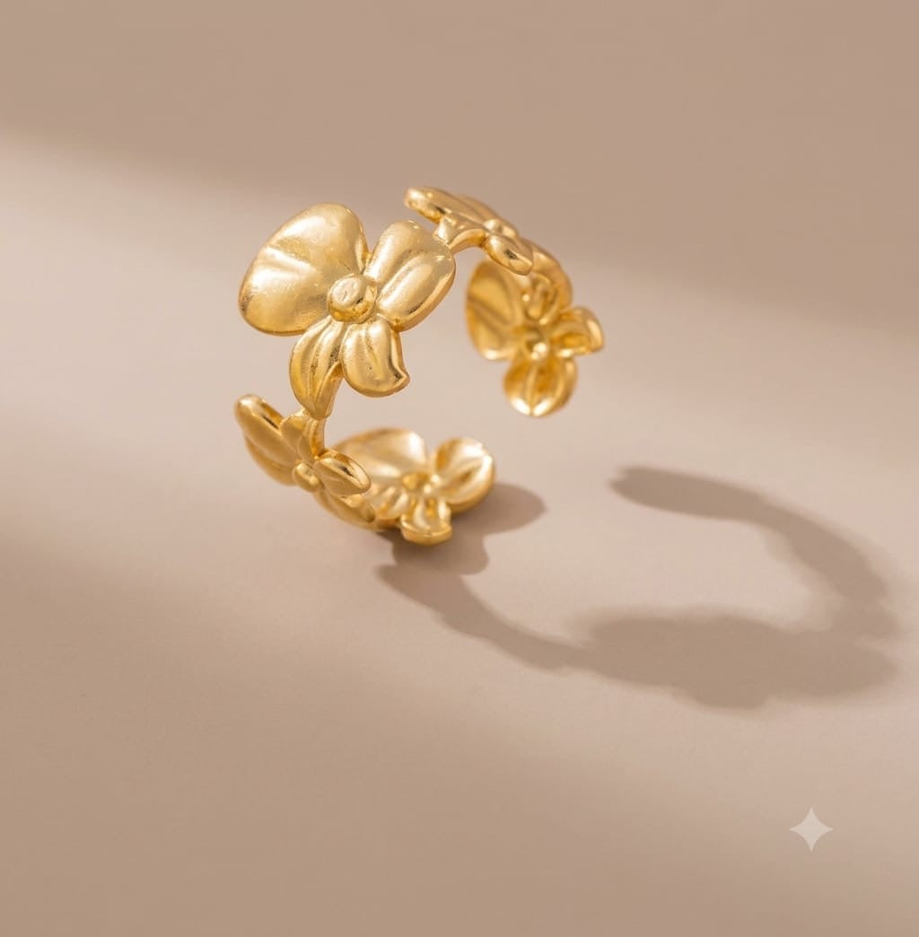 Botanical Blossom Anti Tarnish Adjustable Ring