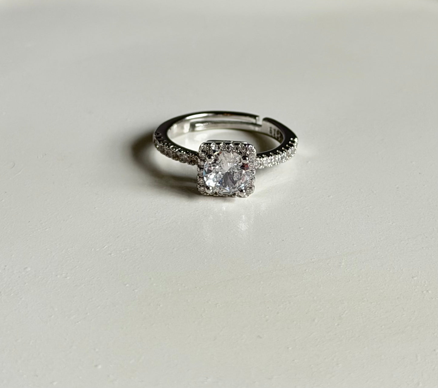 Timeless Square Crystal Anti Tarnish Adjustable Ring