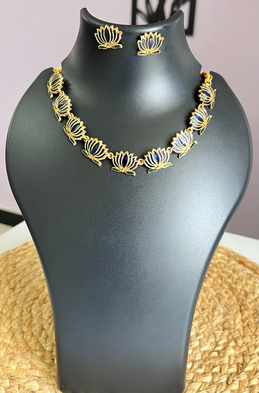 Lotus Elegance Maxi Choker Set - Dark Blue