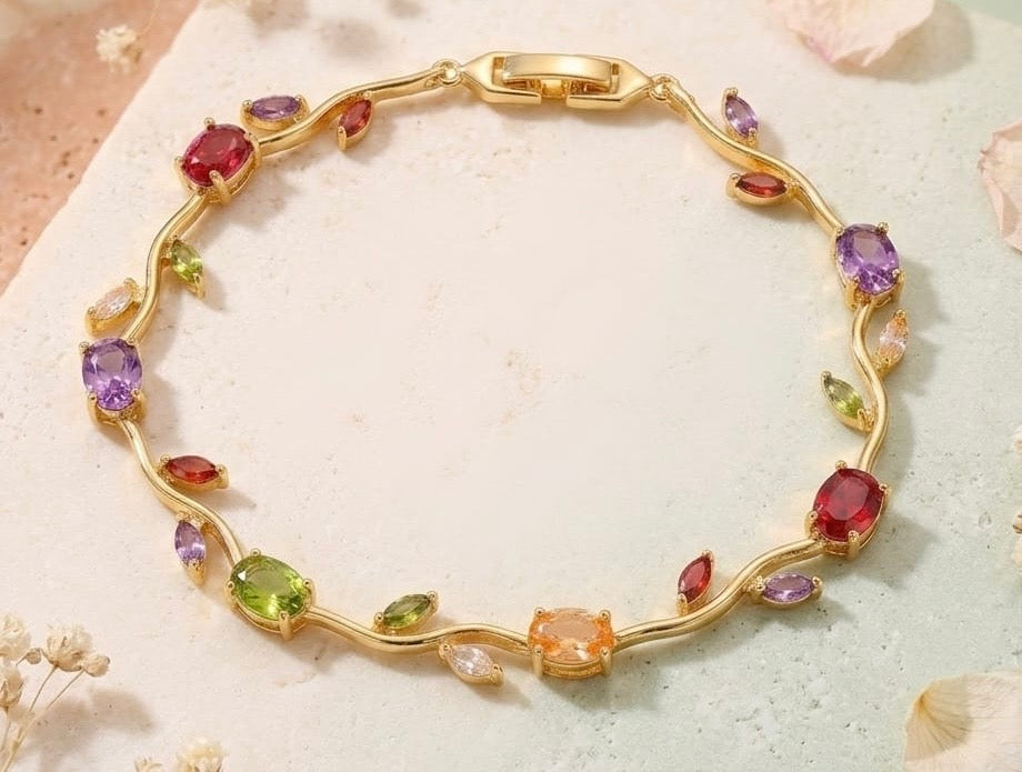 Tulip Elegance Anti-Tarnish Chain Bracelet - Multicolour