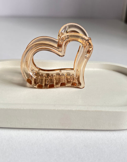Glossy Heart Claw Clip - Brown